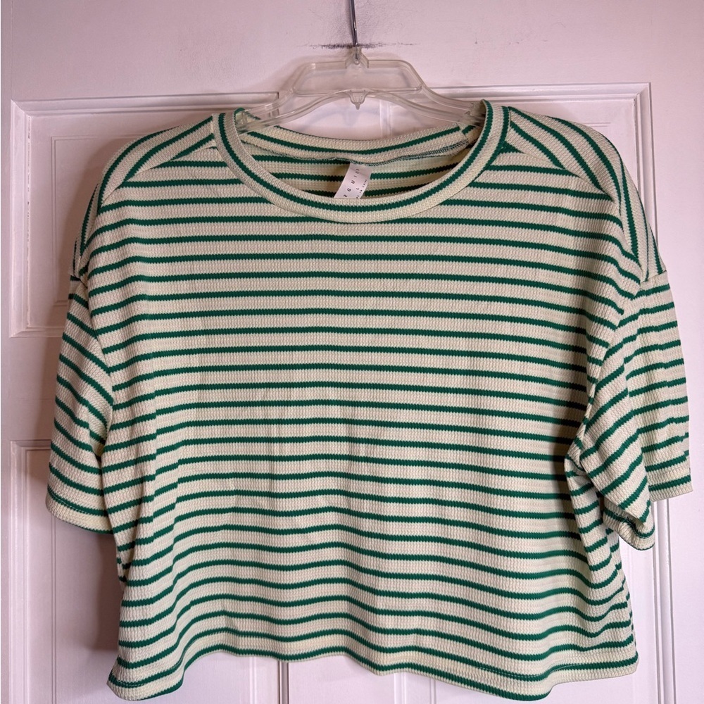 MISSGUIDED Women Casual Stripe Knit Short Sleeve